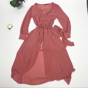 Poetry Chiffon long sleeve wrap dress